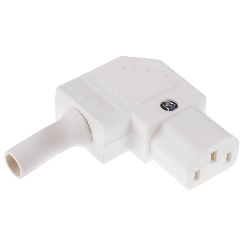 1 pcs - Bulgin C13 Right Angle Cable Mount IEC Connector Socket, 10A, 250 V
