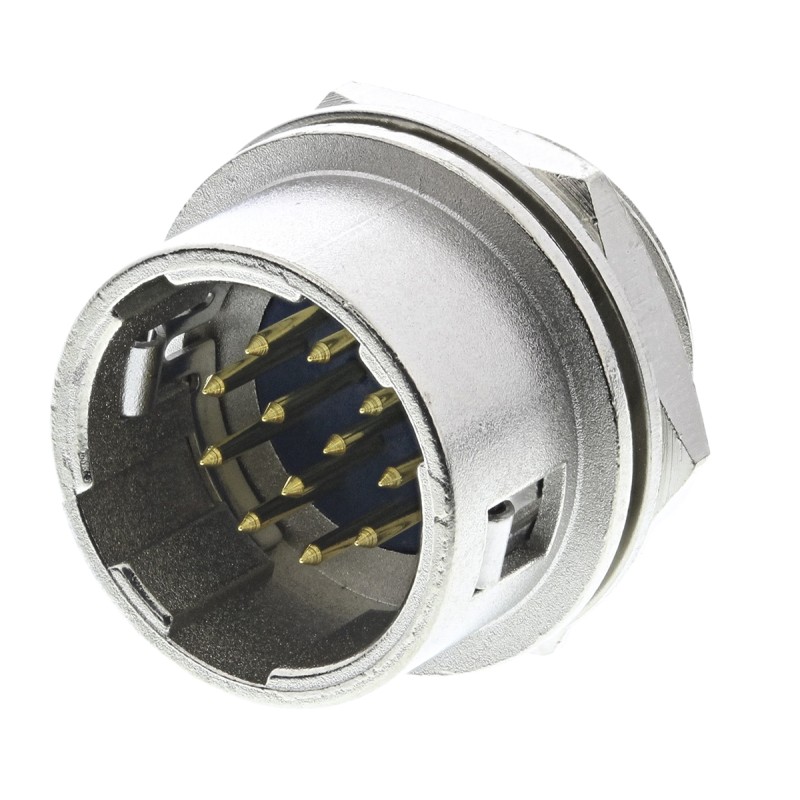 1 pcs - Hirose Circular Connector, 12 Contacts, Panel Mount, Miniature Connector, Socket, Male, HR10 Series