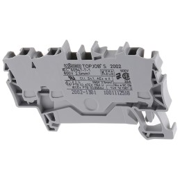 10 pcs - Wago TOPJOB S, 2002 Series Grey Feed Through Terminal Block, 2.5mm², Single-Level, Push-In Cage Clamp Termination,