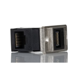 1 pcs - RS PRO Single-Port RJ45 Female Feedthrough Ethernet Connector, Cat5e, Unshielded