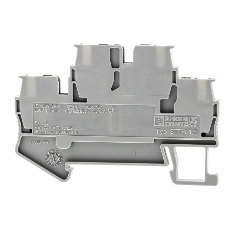 1 pcs - Phoenix Contact STTB 1.5 Series Grey Double Level Terminal Block, 0.08 - 1.5mm²