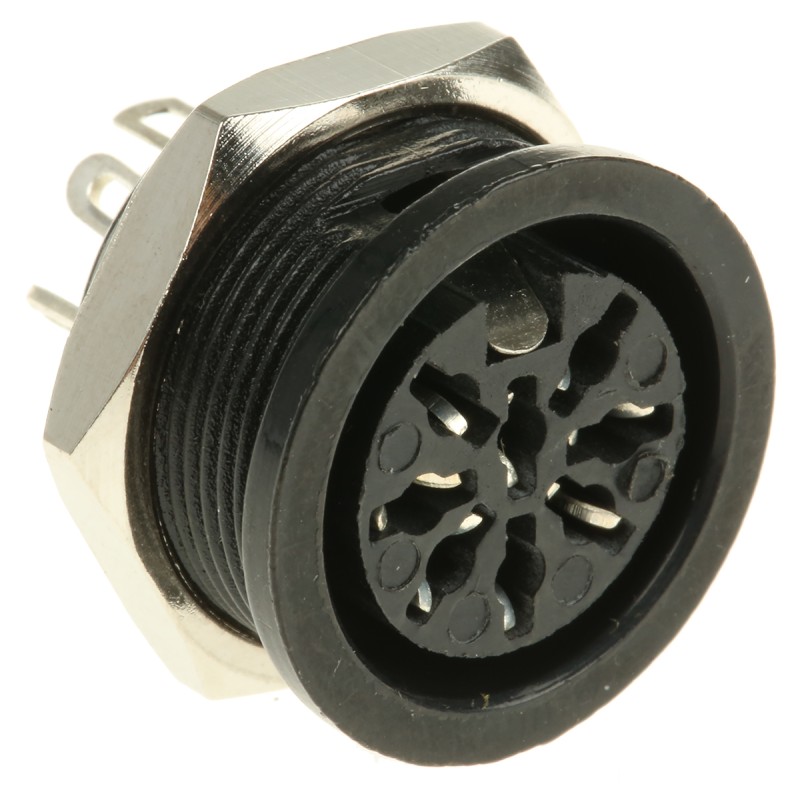 1 pcs - RS PRO 8 Pole Din Socket, 4A, 100 V ac, Female, Panel Mount