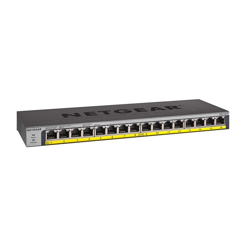 1 pcs - Netgear GS108LP, Unmanaged 16 Port Ethernet Switch With PoE
