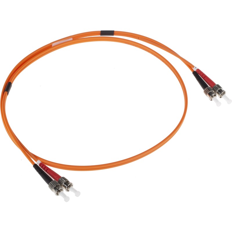 1 pcs - RS PRO ST to ST Duplex Multi Mode OM1 Fibre Optic Cable, 62.5/125μm, Orange, 1m