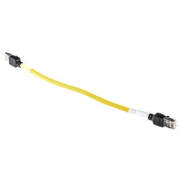 1 pcs - Omron Cat6a Male RJ45 to Male RJ45 Ethernet Cable, FTP, STP, Yellow LSZH Sheath, 300mm