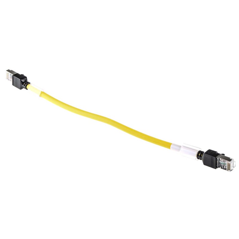 1 pcs - Omron Cat6a Male RJ45 to Male RJ45 Ethernet Cable, FTP, STP, Yellow LSZH Sheath, 300mm
