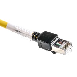 1 pcs - Omron Cat6a Male RJ45 to Male RJ45 Ethernet Cable, FTP, STP, Yellow LSZH Sheath, 300mm