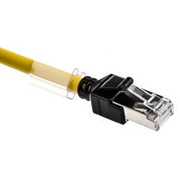 1 pcs - Omron Cat6a Male RJ45 to Male RJ45 Ethernet Cable, FTP, STP, Yellow LSZH Sheath, 300mm