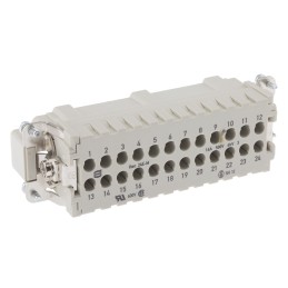 1 pcs - Han E Series size 16 A Connector Insert, Male, 24 Way, 16A, 500 V