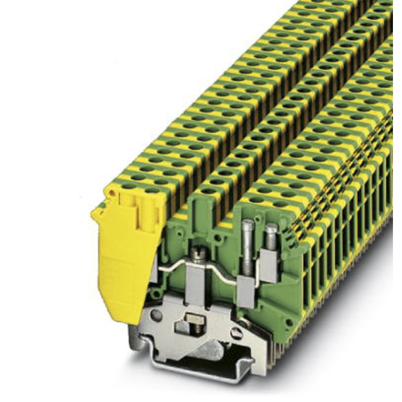 1 pcs - Phoenix Contact UDK 4-PE Series Green/Yellow DIN Rail Terminal Block, Double-Level, Screw Termination