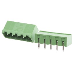 10 pcs - RS PRO 5.0mm Pitch 5 Way Right Angle Pluggable Terminal Block, Header, Through Hole, Solder Termination