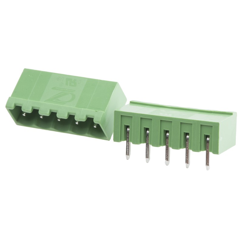 10 pcs - RS PRO 5.0mm Pitch 5 Way Right Angle Pluggable Terminal Block, Header, Through Hole, Solder Termination