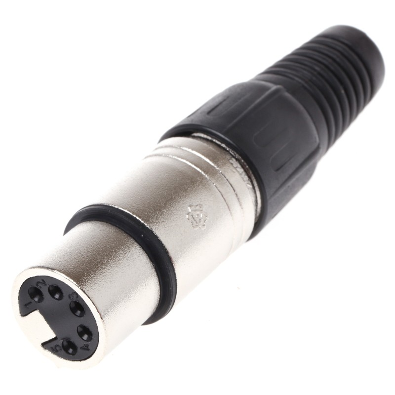 1 pcs - RS PRO Cable Mount XLR Connector, Female, 250 V ac, 5 Way, Silver Plating