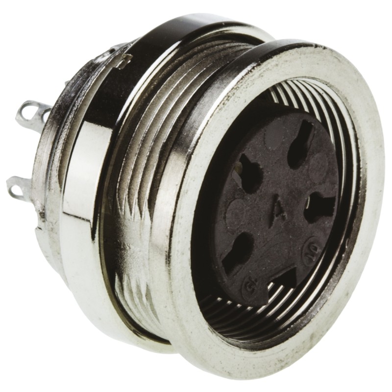 1 pcs - Amphenol C 091 D Series, 4 Pole Din Socket Socket, 5A, 300 V ac/dc IP67, Screw On