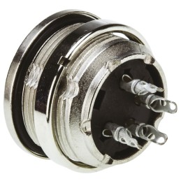 1 pcs - Amphenol C 091 D Series, 4 Pole Din Socket Socket, 5A, 300 V ac/dc IP67, Screw On