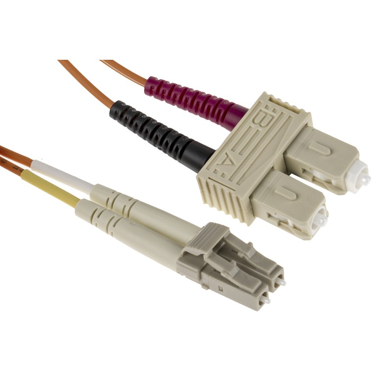 1 pcs - RS PRO LC to SC Duplex Multi Mode OM1 Fibre Optic Cable, 62.5/125μm, Orange, 5m