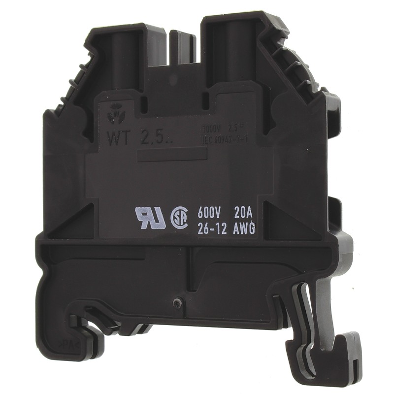 10 pcs - Wieland WT 2.5 Series Black Feed Through Terminal Block, 2.5mm², Single-Level, Screw Termination, ATEX