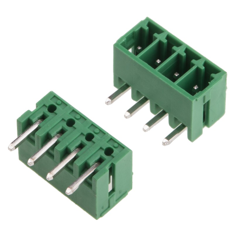 10 pcs - RS PRO 3.5mm Pitch 4 Way Right Angle Pluggable Terminal Block, Header, Through Hole, Solder Termination
