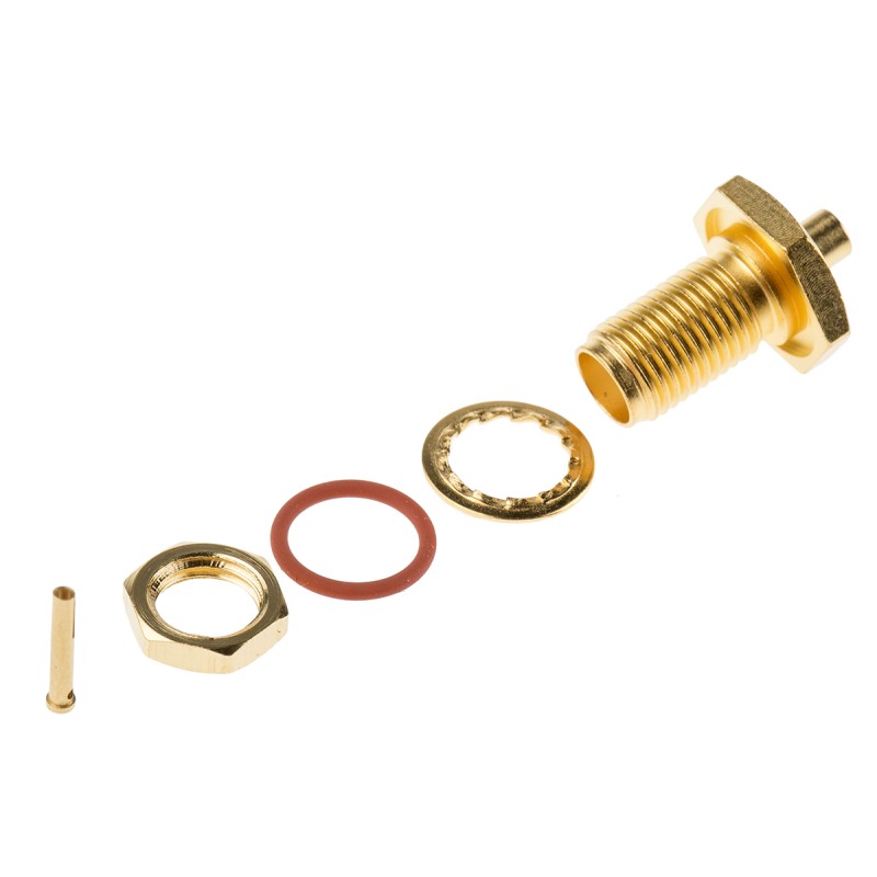 1 pcs - Telegartner, jack Panel Mount SMA Connector, 50Ω, Solder Termination, Straight Body