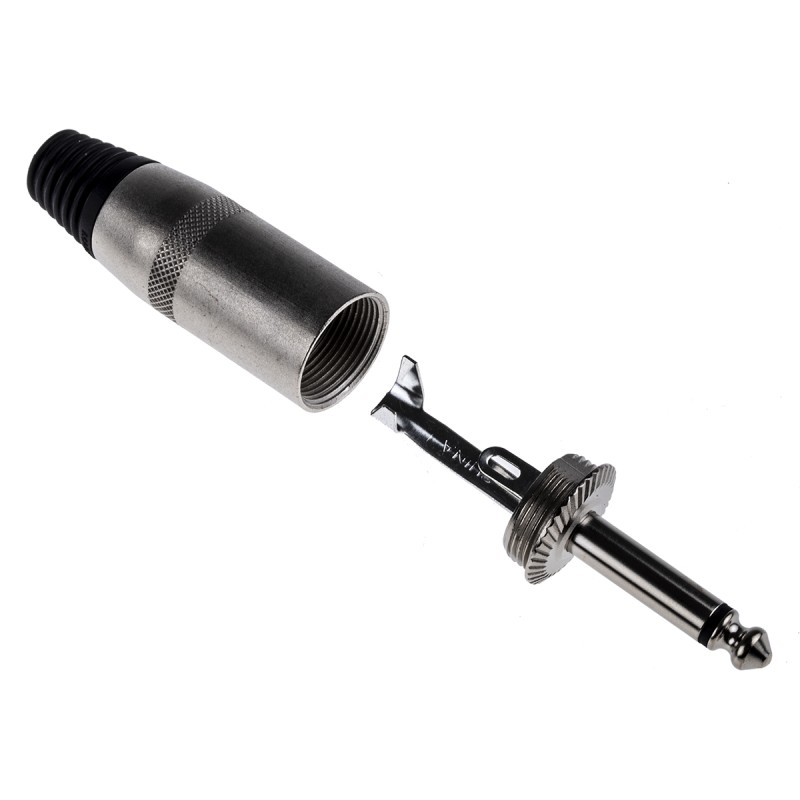 1 pcs - RS PRO Jack Connector 6.35 mm Cable Mount Mono Plug, 2Pole