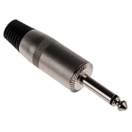 1 pcs - RS PRO Jack Connector 6.35 mm Cable Mount Mono Plug, 2Pole