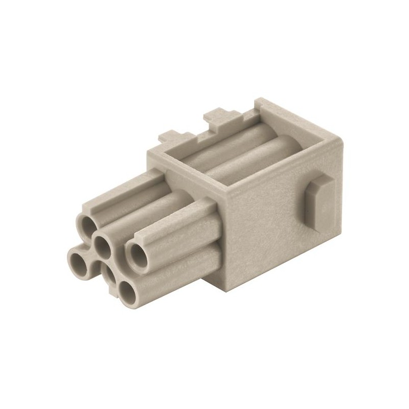 1 pcs - HARTING Crimp Connector Cube, 6 Way, 10A, Female, Han-Modular, Han-Domino, Cable Mount, 250 V