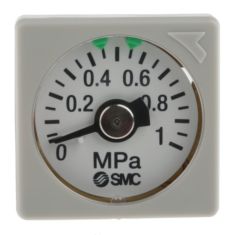 1 pcs - SMC Analogue Pressure Gauge 1MPa Back Entry, GC3-10AS, 0MPa min.