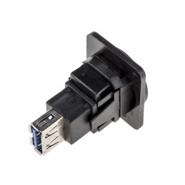 1 pcs - RS PRO Straight, Panel Mount, Socket Type A to A 3.0 USB Connector