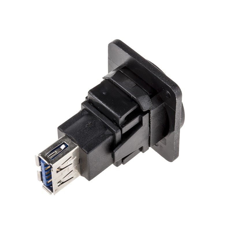 1 pcs - RS PRO Straight, Panel Mount, Socket Type A to A 3.0 USB Connector