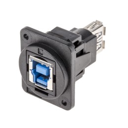 1 pcs - RS PRO Straight, Panel Mount, Socket Type A to A 3.0 USB Connector