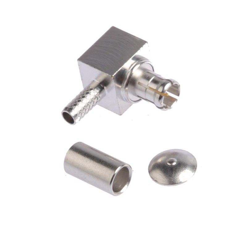 1 pcs - Radiall, Plug Cable Mount MCX Connector, 75Ω, Crimp Termination, Right Angle Body
