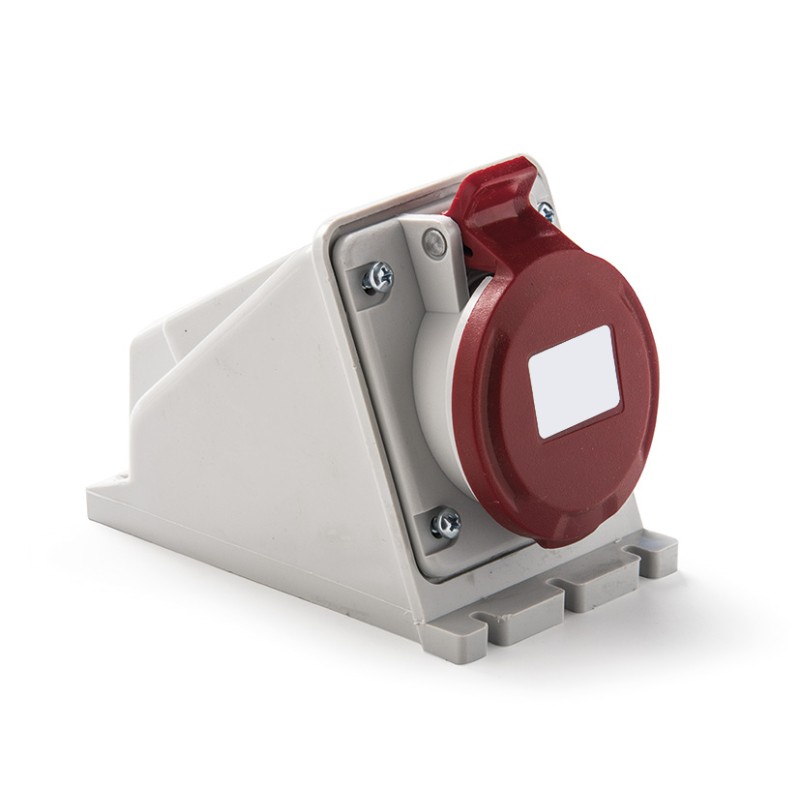 1 pcs - RS PRO IP44 Red Wall Mount 3P + N + E Industrial Power Socket, Rated At 16A, 380 - 415 V