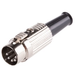1 pcs - RS PRO 5 Pole Din Plug, 1A, 100 V ac, Push Lock, Male, Cable Mount