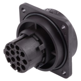 1 pcs - Amphenol Circular Connector, 12 + PE Contacts, Panel Mount, Socket, Female, IP65, C 16-3 Series