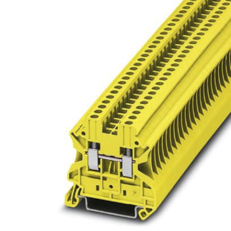 1 pcs - Phoenix Contact UT 2.5 YE Series Yellow Feed Through Terminal Block, 5.2mm², Single-Level, Screw Termination