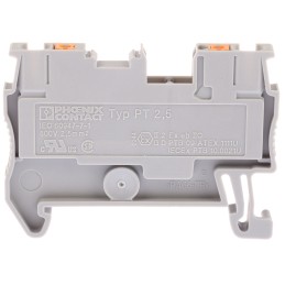 10 pcs - Phoenix Contact PT 2.5 Series Grey Feed Through Terminal Block, 0.14 - 4mm², Single-Level, Push In Termination,