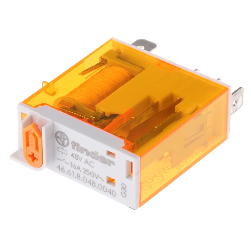 1 pcs - Finder Plug In Power Relay, 48V ac Coil, 25A Switching Current, SPDT