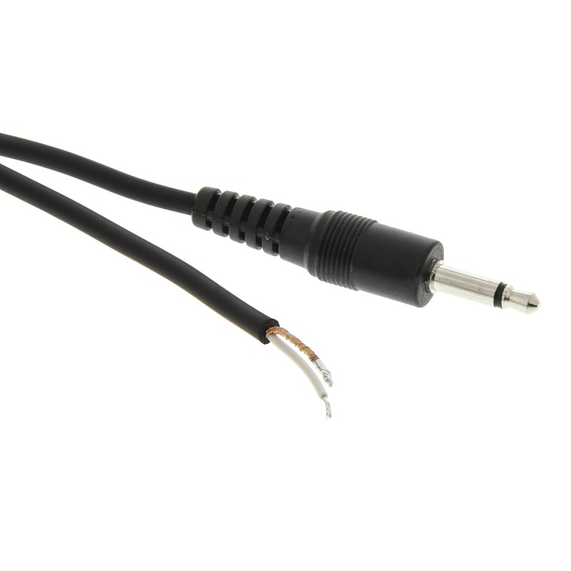 1 pcs - Switchcraft Male 3.5mm Mono Jack to Unterminated Aux Cable, Black, 1.98m