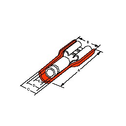 10 pcs - Molex Red Insulated Female Spade Connector, Receptacle, 6.35 x 0.81mm Tab Size