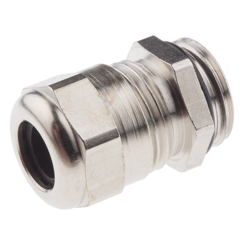 1 Box of 5 - SIB SIB-TEC Series Metallic Nickel Plated Brass Cable Gland, M16 Thread, 4mm Min, 9.5mm Max, IP68