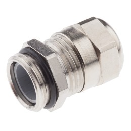1 Box of 5 - SIB SIB-TEC Series Metallic Nickel Plated Brass Cable Gland, M16 Thread, 4mm Min, 9.5mm Max, IP68