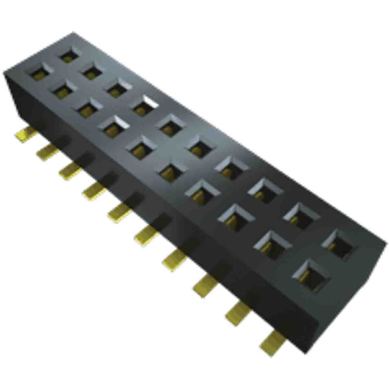 1 pcs - Samtec CLP Series Vertical Surface Mount PCB Socket, 20-Contact, 2-Row, 1.27mm Pitch, Solder Termination