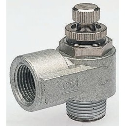 1 pcs - SMC AS Series Threaded Flow Regulator, R 1/4 Male Inlet Port x R 1/4 Male Outlet Port