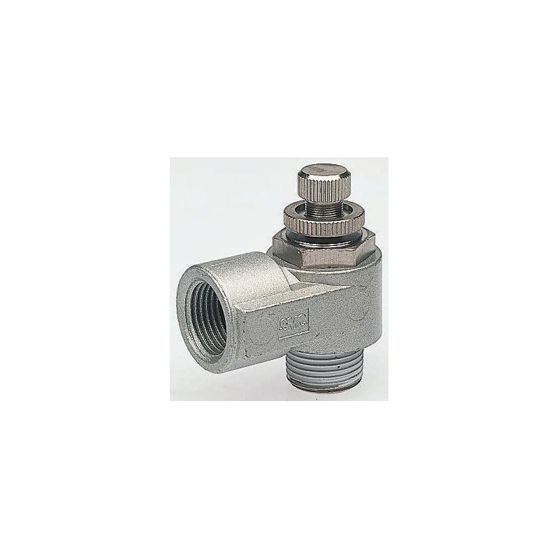 1 pcs - SMC AS Series Threaded Flow Regulator, R 1/4 Male Inlet Port x R 1/4 Male Outlet Port