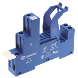 1 pcs - Finder 97 5 Pin 250V ac DIN Rail Relay Socket, for use with 46.61 and 46.52 Series Relay
