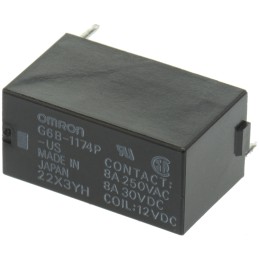 1 pcs - Omron PCB Mount Power Relay, 12V dc Coil, 8A Switching Current, SPST