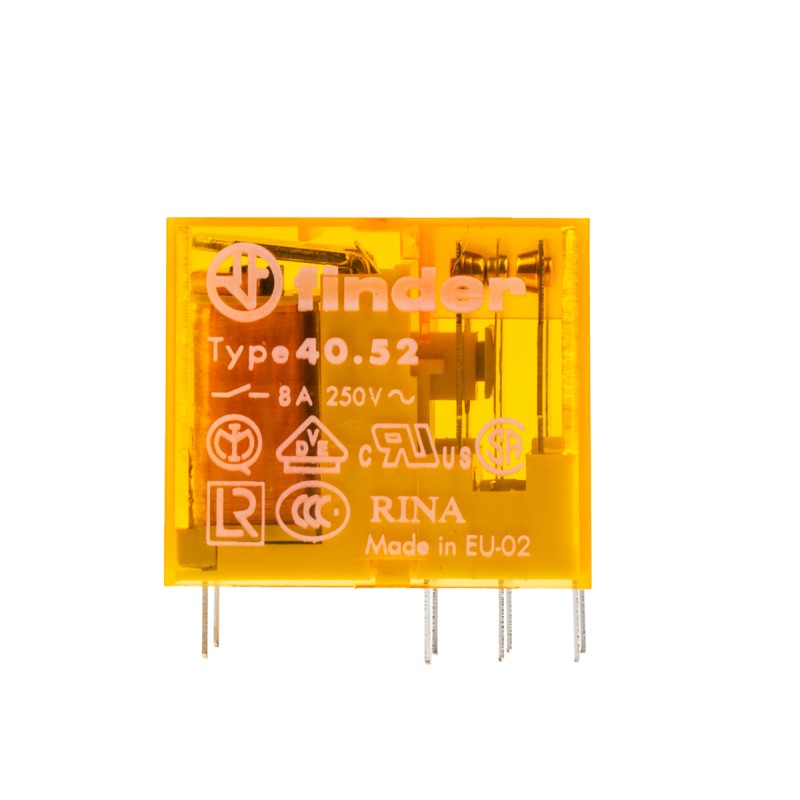 1 pcs - Finder PCB Mount Power Relay, 230V ac Coil, 8A Switching Current, DPDT