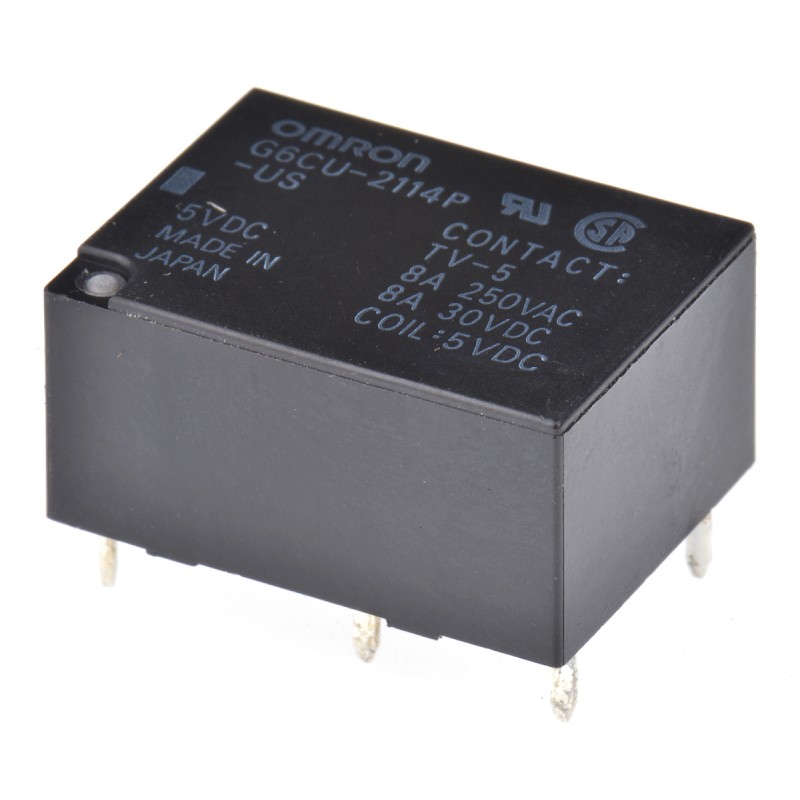 1 pcs - Omron PCB Mount Latching Power Relay, 5V dc Coil, 8A Switching Current, SPDT