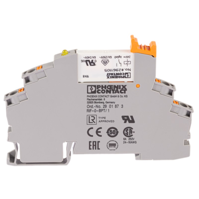 1 pcs - Phoenix Contact RIF-0-RPT-24DC/1 Series Interface Relay, DIN Rail Mount, 24V dc Coil, SPST, 1-Pole