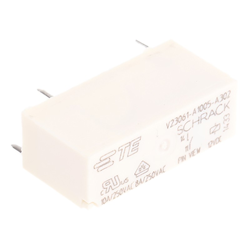 1 pcs - TE Connectivity PCB Mount Power Relay, 12V dc Coil, 8A Switching Current, SPST